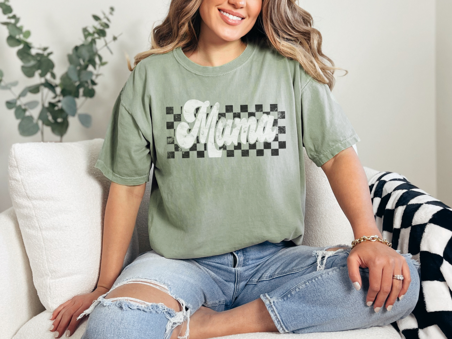 Mama Checkerboard Graphic Tee