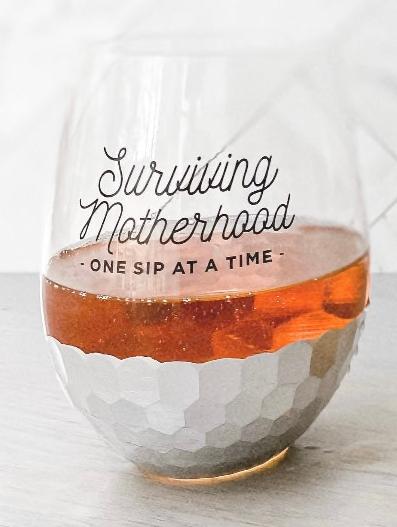 Surviving Motherhood Wine Glass