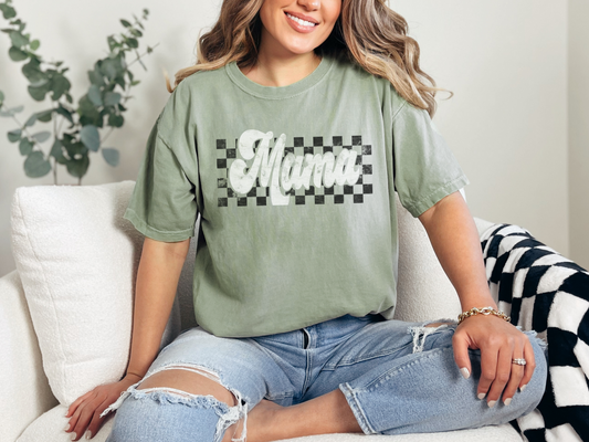 Mama Checkerboard Graphic Tee